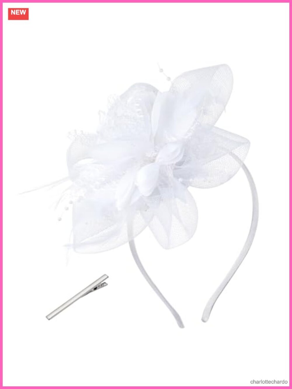 Vintage Fascinator Hat with Feathers & Chiffon Flowers for Tea Party Wedding